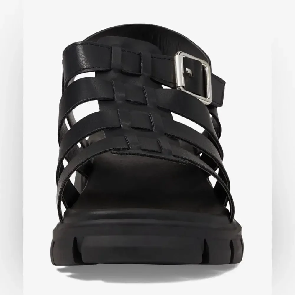 NIB MIA Girls Black 2” Platform Open Toe Lug Grip Sole Sandal - Size 6